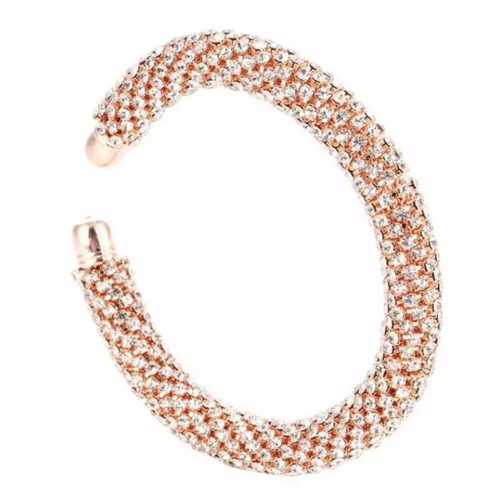 Rose Gold Pavé Crystal Rhinestone Cuff Bracelet